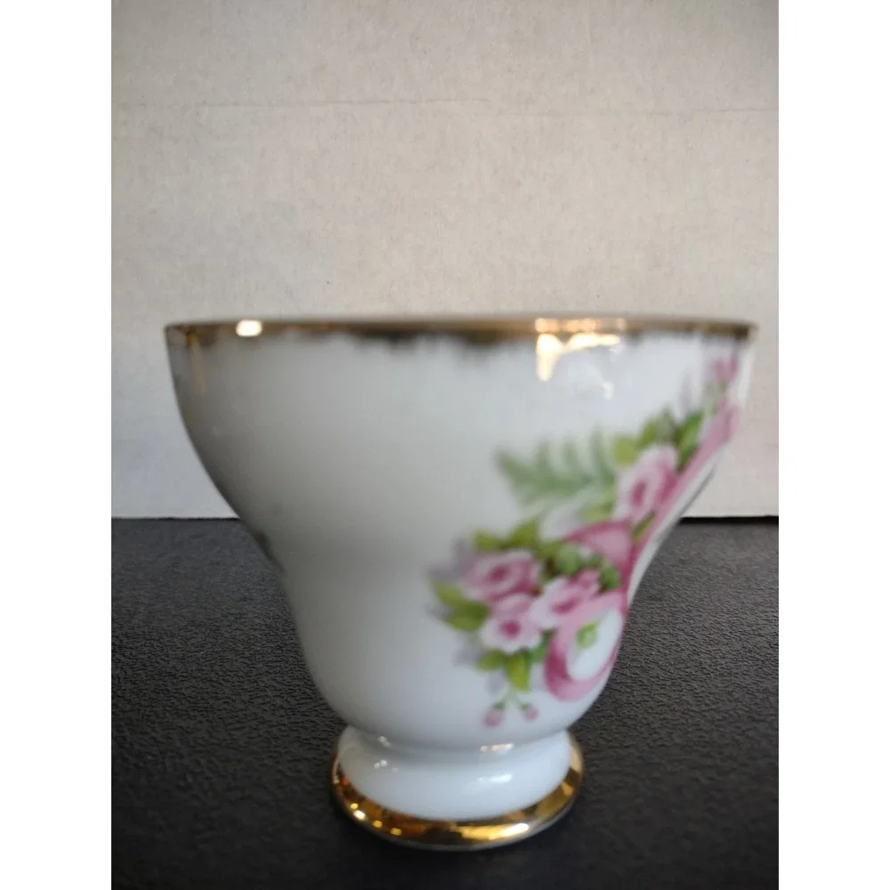 Vtg Norcrest Mother Teacup Saucer Pink Roses Gold Trim C-218 Japan